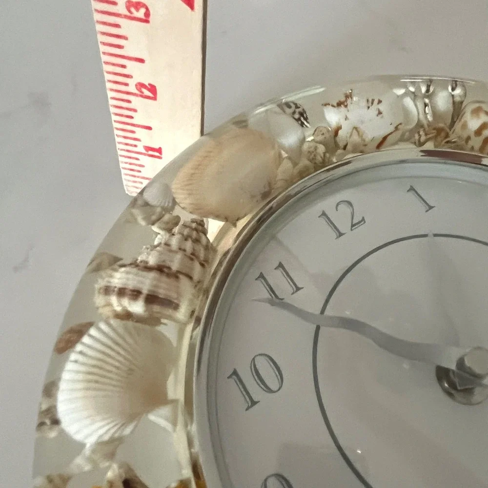 Vintage Sands of Time Lucite Seashell Wall Clock Retro Coastal Beach House Decor